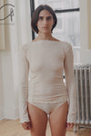 BASERANGE Long Sleeve T-Shirt TTML Collection Ribbed Cotton Portugal BAS-TTML-RB-000-MIBAI Off-White